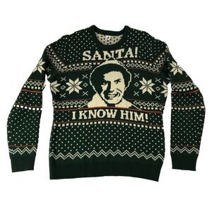Elf Sweater‎ Men XL Extra Large Green Buddy "Santa I Know Him" Christmas Holiday